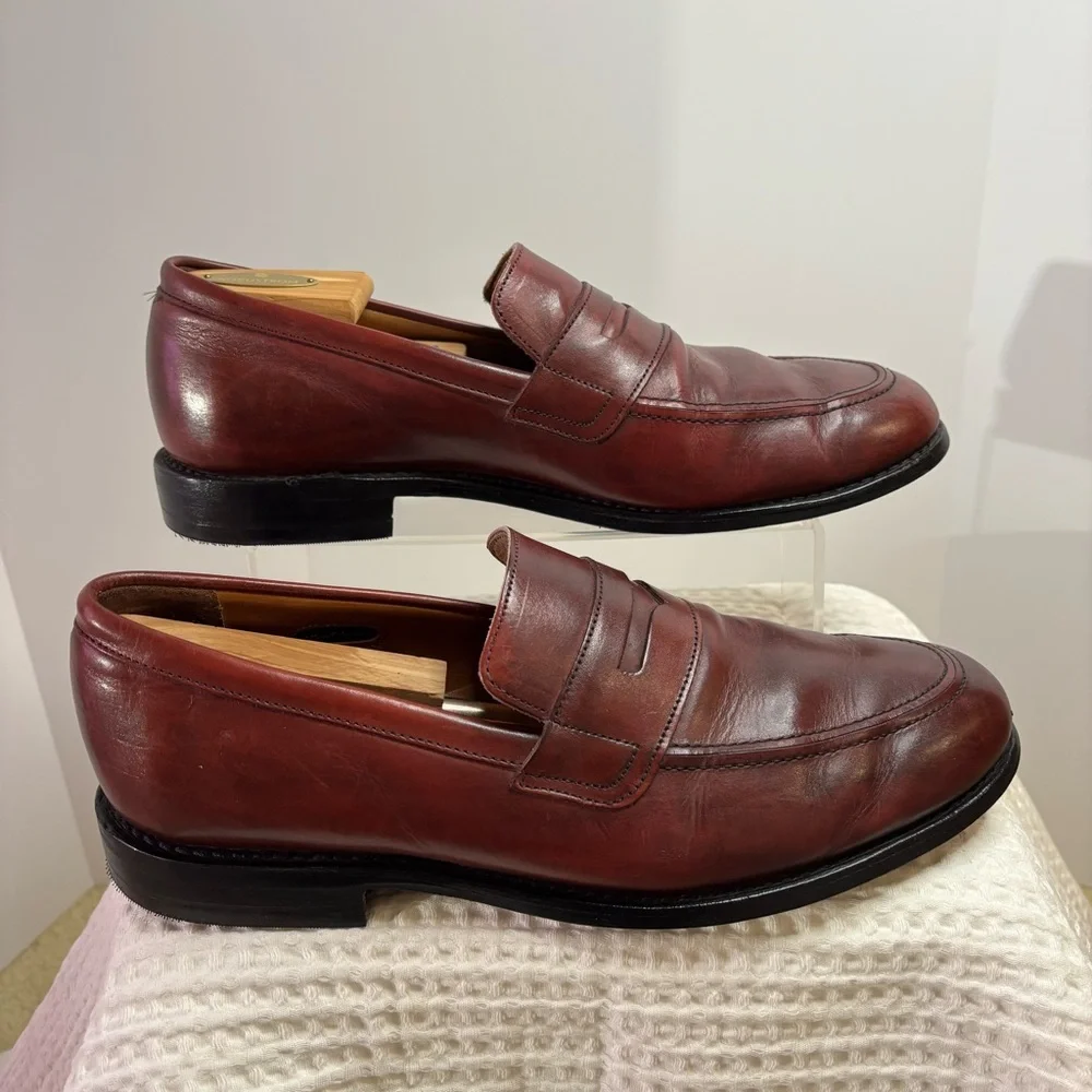 Allen Edmonds Ascher Penny Loafers Burgundy Oxblood Leather USA Made Men’s 10D